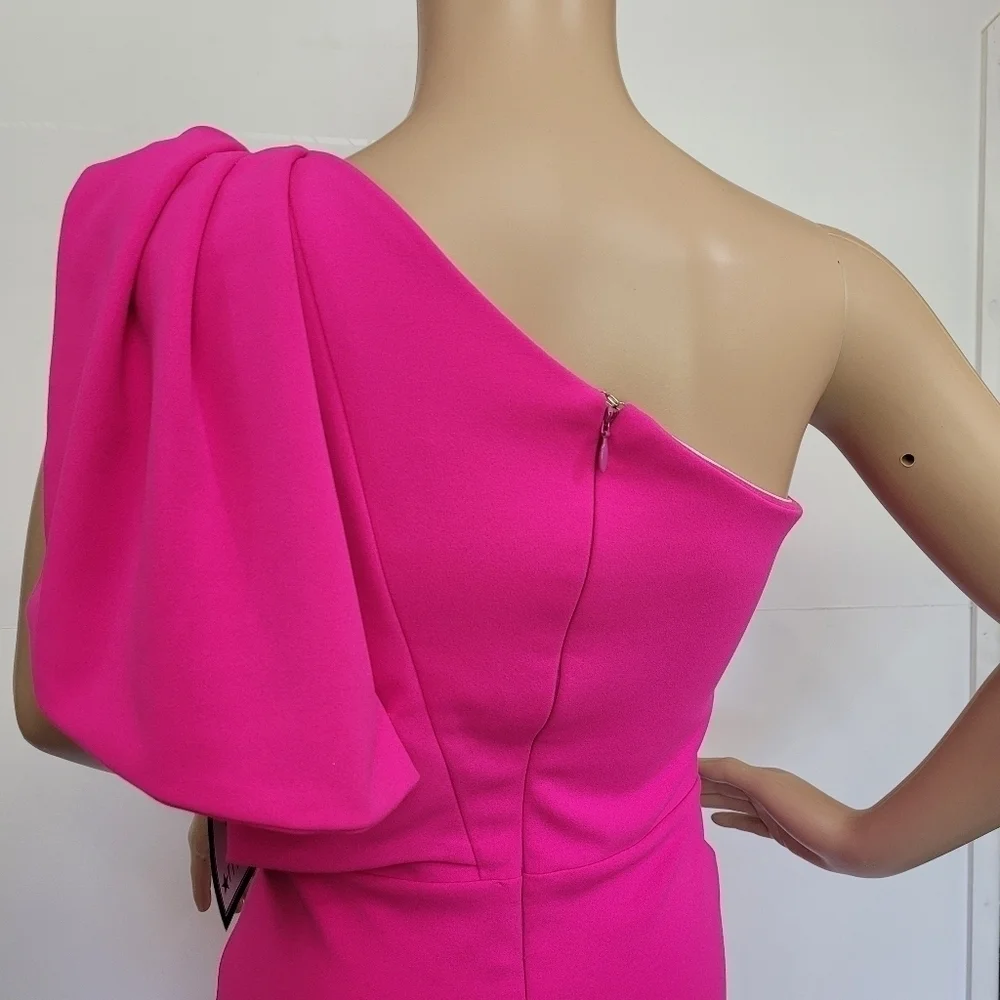 Betsy and Adam One Shoulder Scuba Crepe Gown Size 2 NWOT - Picture 6 of 13